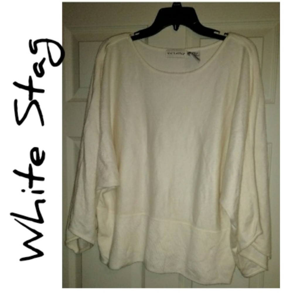 Dolman sleeve sweater women off white large